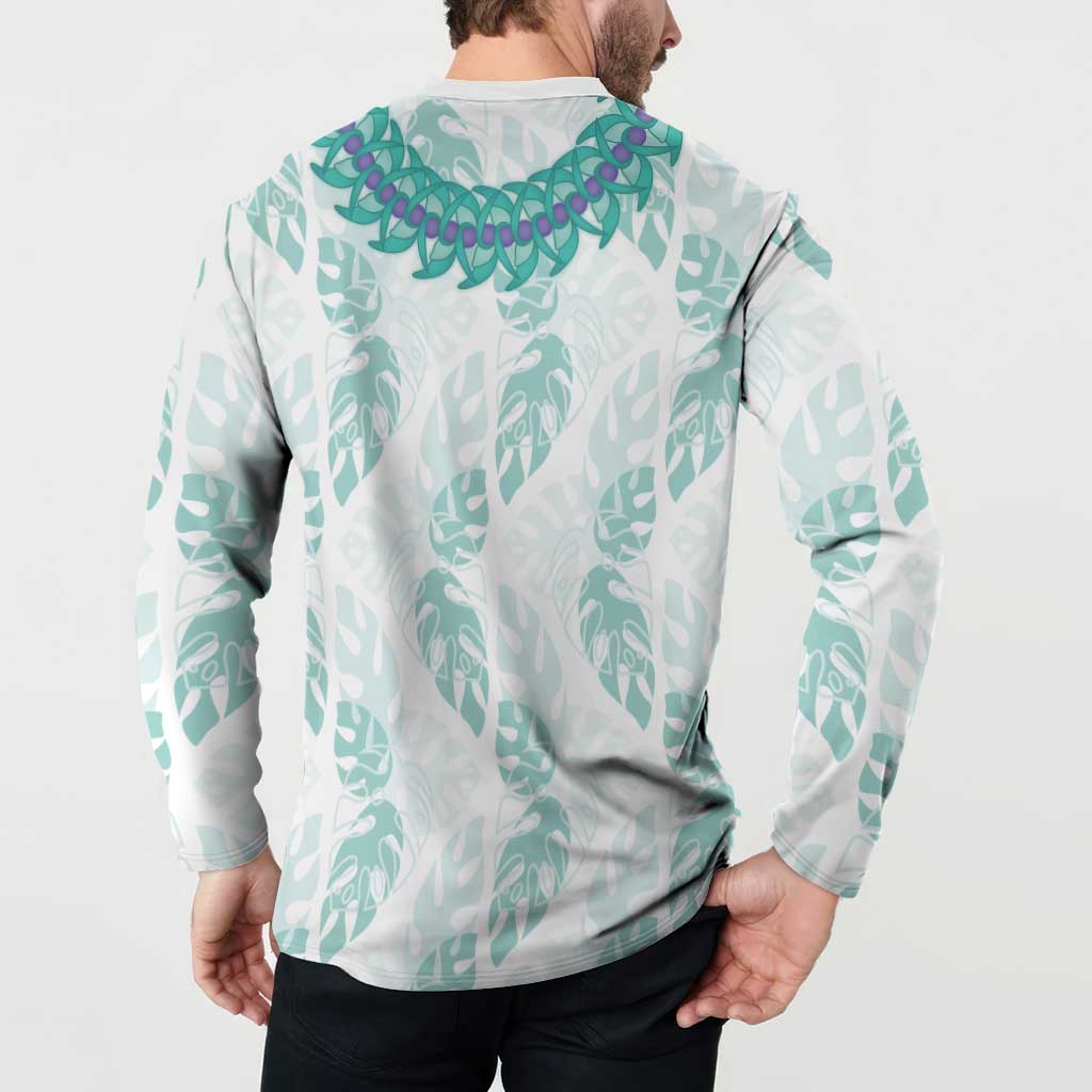 Jade Vine Lei Hawaii Button Sweatshirt Aloha Seamless Tropical Leaves LT14 - Polynesian Pride