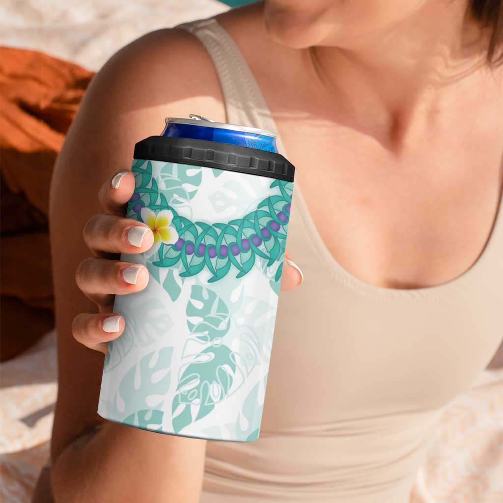 Jade Vine Lei Hawaii 4 in 1 Can Cooler Tumbler Aloha Seamless Tropical Leaves - Polynesian Pride