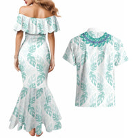 Jade Vine Lei Hawaii Couples Matching Mermaid Dress and Hawaiian Shirt Aloha Seamless Tropical Leaves - Polynesian Pride