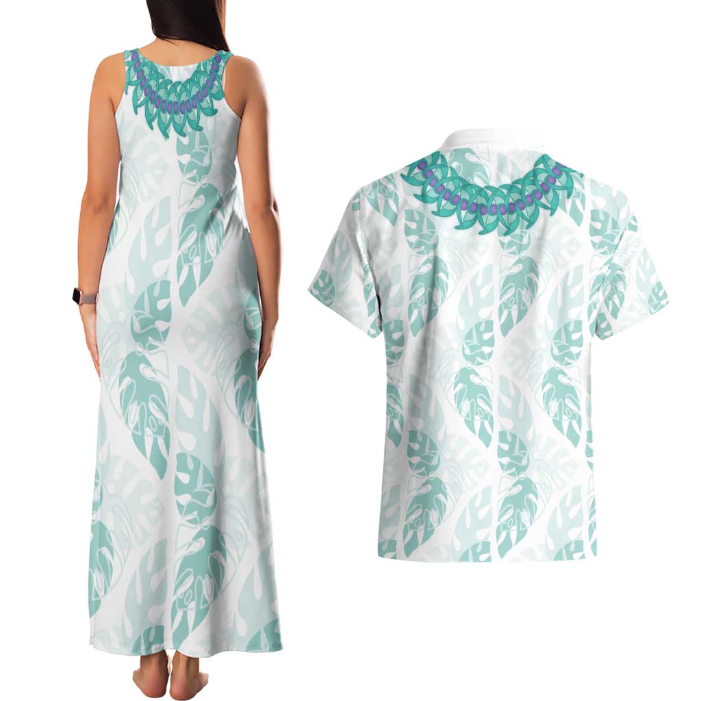 Jade Vine Lei Hawaii Couples Matching Tank Maxi Dress and Hawaiian Shirt Aloha Seamless Tropical Leaves - Polynesian Pride