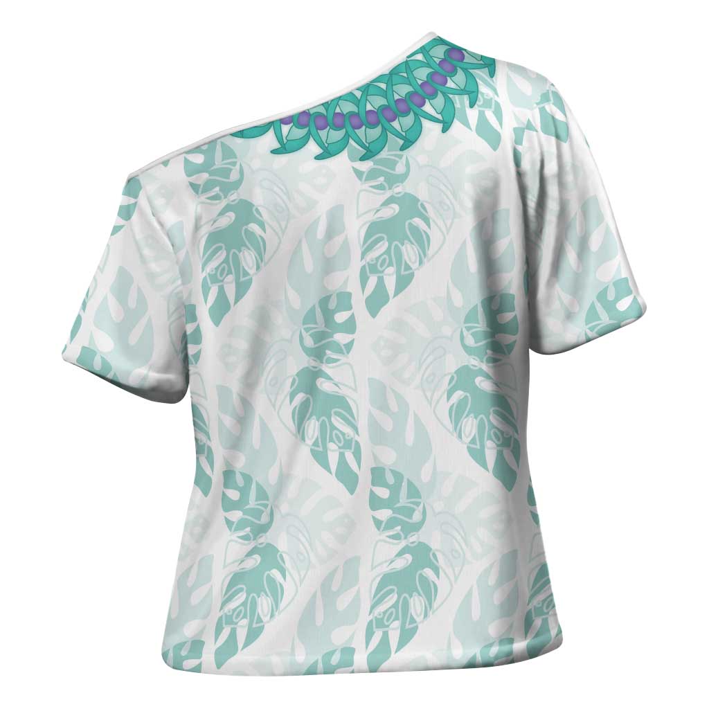 Jade Vine Lei Hawaii Cross Shoulder Shirt Aloha Seamless Tropical Leaves LT14 - Polynesian Pride