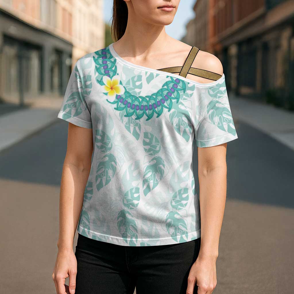 Jade Vine Lei Hawaii Cross Shoulder Shirt Aloha Seamless Tropical Leaves LT14 - Polynesian Pride