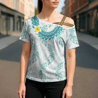 Jade Vine Lei Hawaii Cross Shoulder Shirt Aloha Seamless Tropical Leaves LT14 - Polynesian Pride