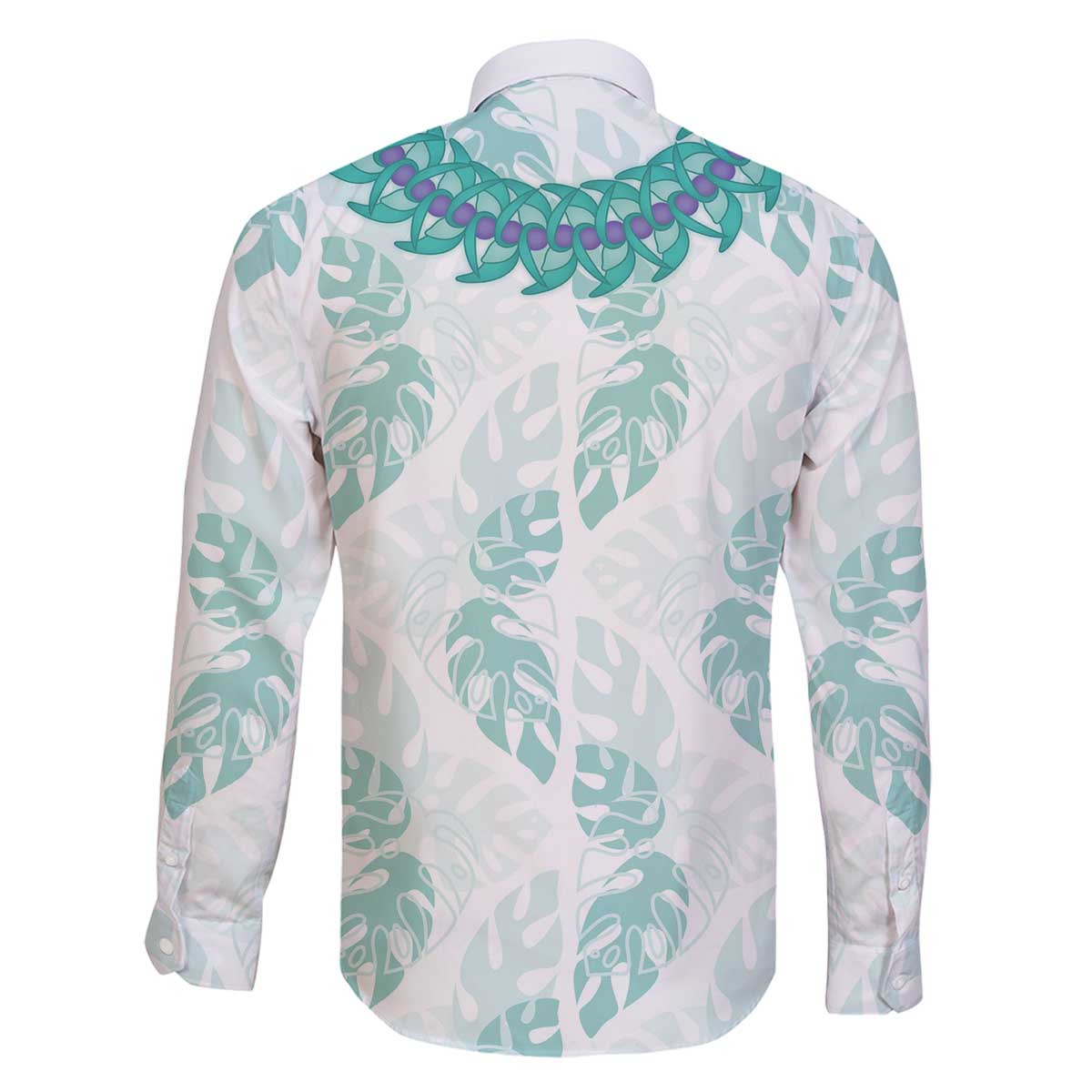 Jade Vine Lei Hawaii Family Matching Off The Shoulder Long Sleeve Dress and Hawaiian Shirt Aloha Seamless Tropical Leaves - Polynesian Pride