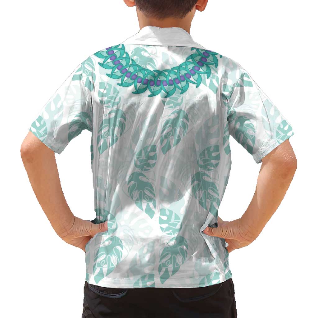 Jade Vine Lei Hawaii Family Matching Off Shoulder Short Dress and Hawaiian Shirt Aloha Seamless Tropical Leaves - Polynesian Pride