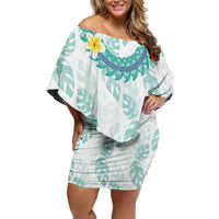 Jade Vine Lei Hawaii Family Matching Off Shoulder Short Dress and Hawaiian Shirt Aloha Seamless Tropical Leaves - Polynesian Pride