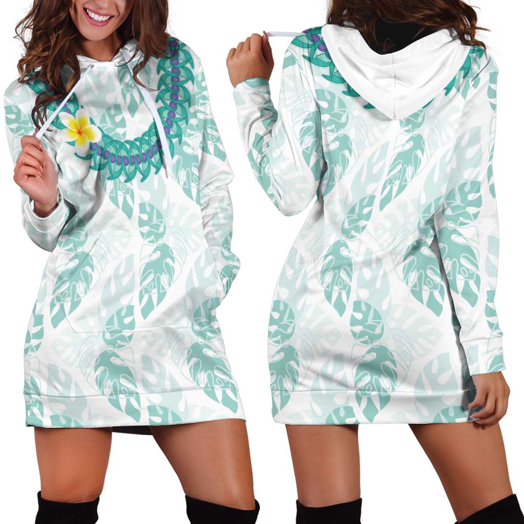 Jade Vine Lei Hawaii Hoodie Dress Aloha Seamless Tropical Leaves - Polynesian Pride
