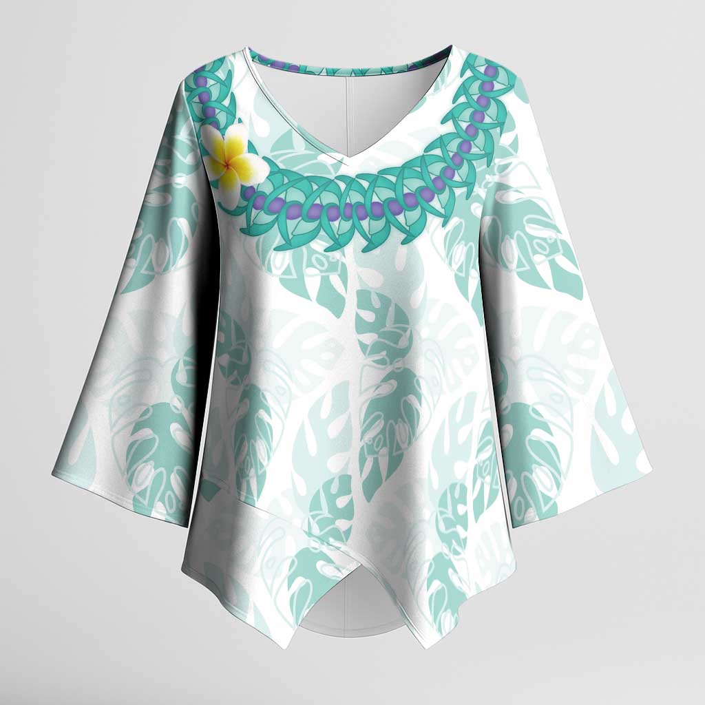 Jade Vine Lei Hawaii Kimono Sleeve Blouse Aloha Seamless Tropical Leaves - Polynesian Pride