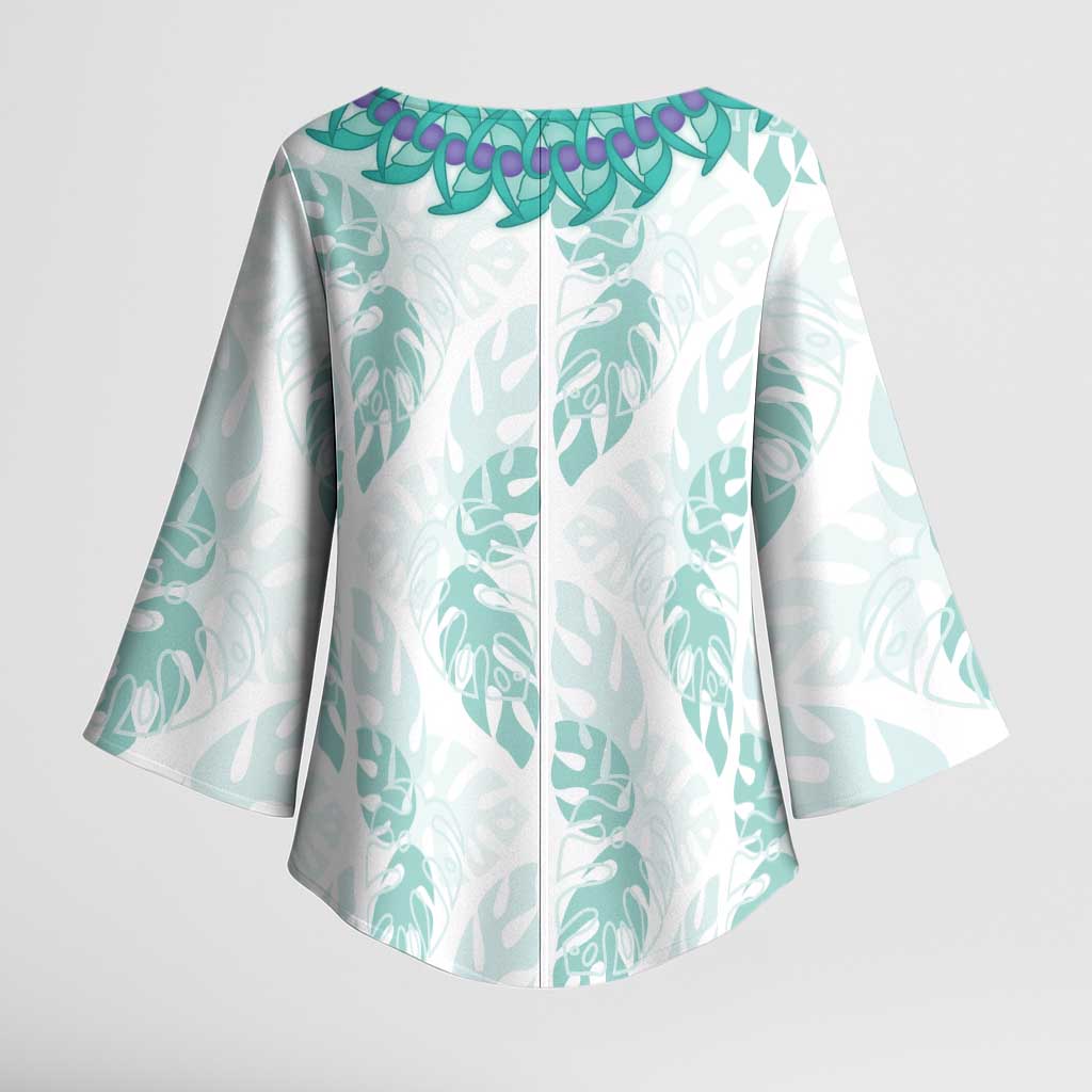 Jade Vine Lei Hawaii Kimono Sleeve Blouse Aloha Seamless Tropical Leaves - Polynesian Pride