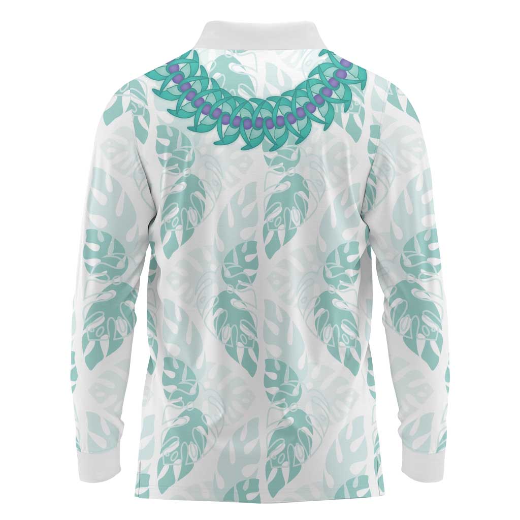 Jade Vine Lei Hawaii Long Sleeve Polo Shirt Aloha Seamless Tropical Leaves - Polynesian Pride