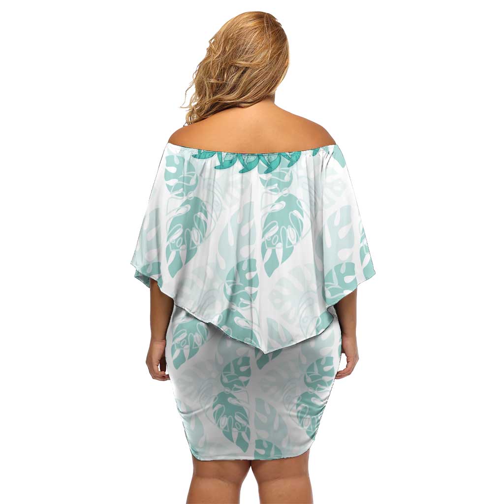 Jade Vine Lei Hawaii Off Shoulder Short Dress Aloha Seamless Tropical Leaves - Polynesian Pride