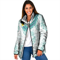 Jade Vine Lei Hawaii Padded Jacket Aloha Seamless Tropical Leaves LT14 Women White - Polynesian Pride