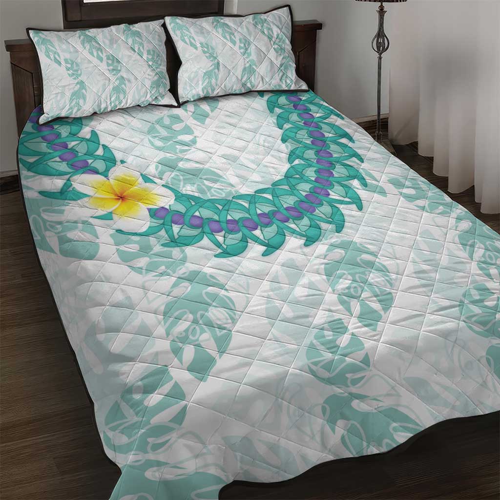Jade Vine Lei Hawaii Quilt Bed Set Aloha Seamless Tropical Leaves - Polynesian Pride
