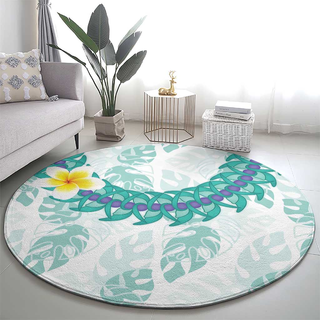 Jade Vine Lei Hawaii Round Carpet Aloha Seamless Tropical Leaves - Polynesian Pride
