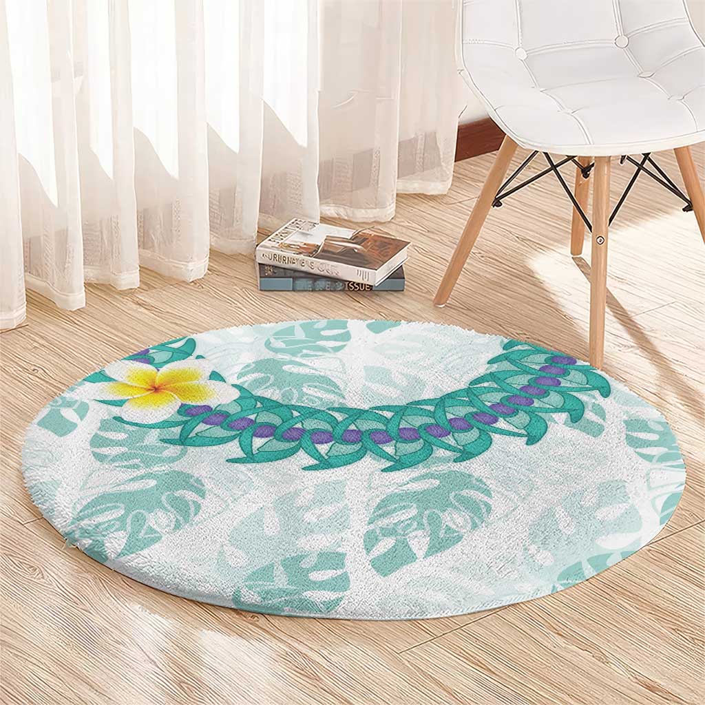 Jade Vine Lei Hawaii Round Carpet Aloha Seamless Tropical Leaves - Polynesian Pride