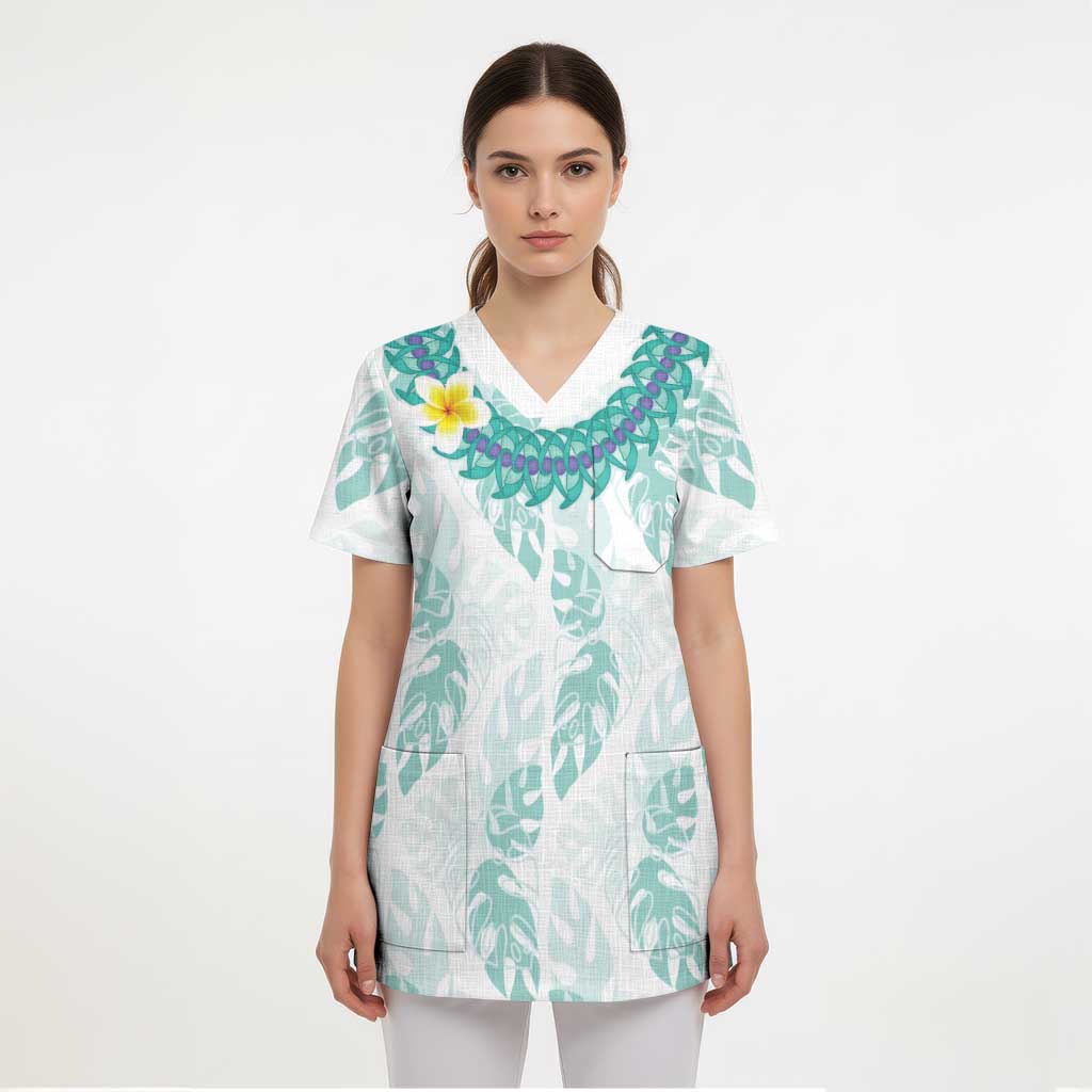 Jade Vine Lei Hawaii Scrub Top Aloha Seamless Tropical Leaves - Polynesian Pride