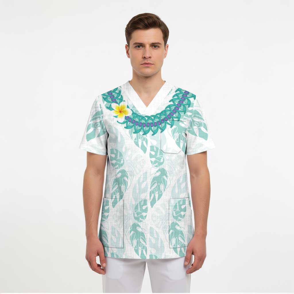 Jade Vine Lei Hawaii Scrub Top Aloha Seamless Tropical Leaves - Polynesian Pride