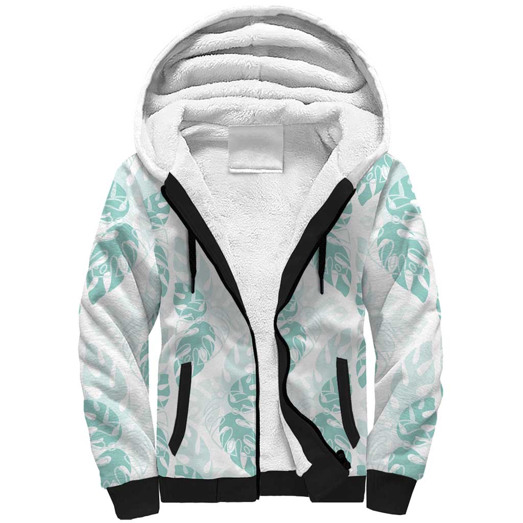 Jade Vine Lei Hawaii Sherpa Hoodie Aloha Seamless Tropical Leaves LT14 Unisex White - Polynesian Pride