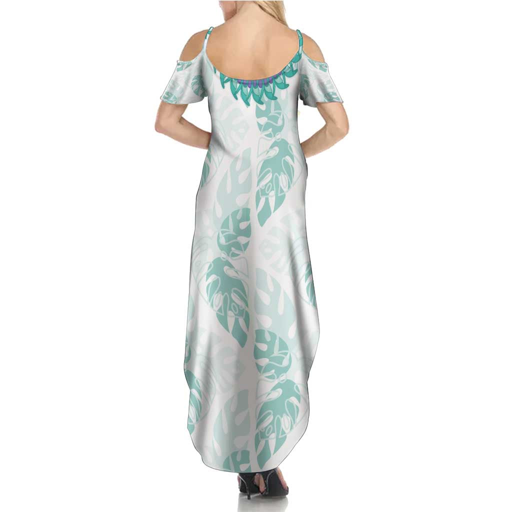 Jade Vine Lei Hawaii Summer Maxi Dress Aloha Seamless Tropical Leaves - Polynesian Pride