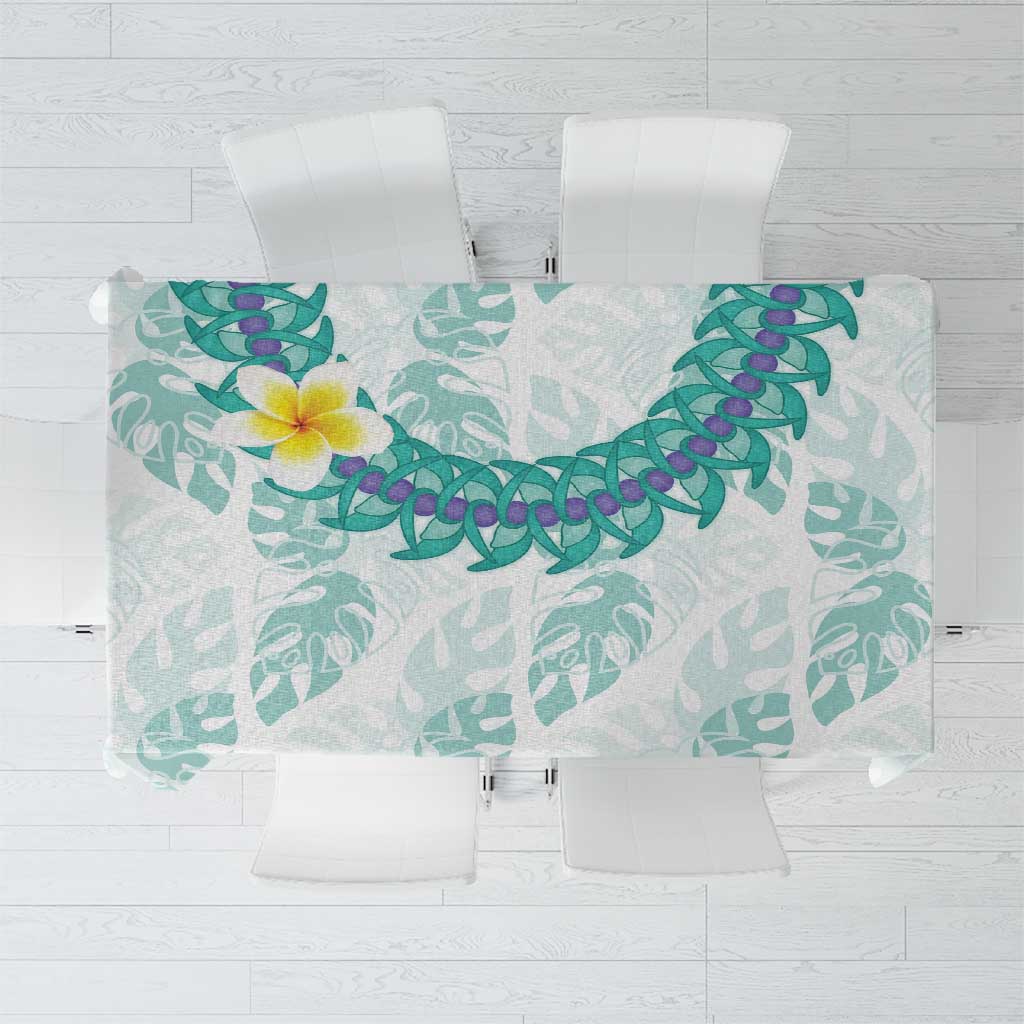 Jade Vine Lei Hawaii Tablecloth Aloha Seamless Tropical Leaves LT14 White - Polynesian Pride