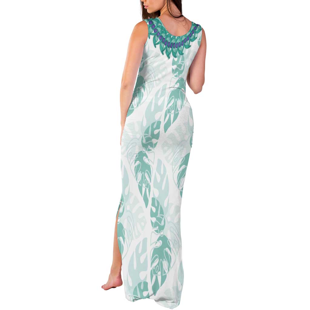 Jade Vine Lei Hawaii Tank Maxi Dress Aloha Seamless Tropical Leaves - Polynesian Pride