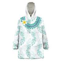 Jade Vine Lei Hawaii Wearable Blanket Hoodie Aloha Seamless Tropical Leaves LT14 One Size White - Polynesian Pride