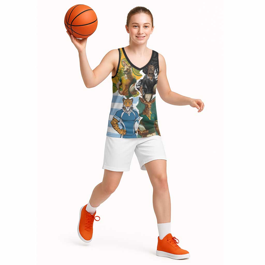 Personalised Rugby 2025 Championship Basketball Jersey Southern Hemisphere Countries Mascots LT14 - Polynesian Pride