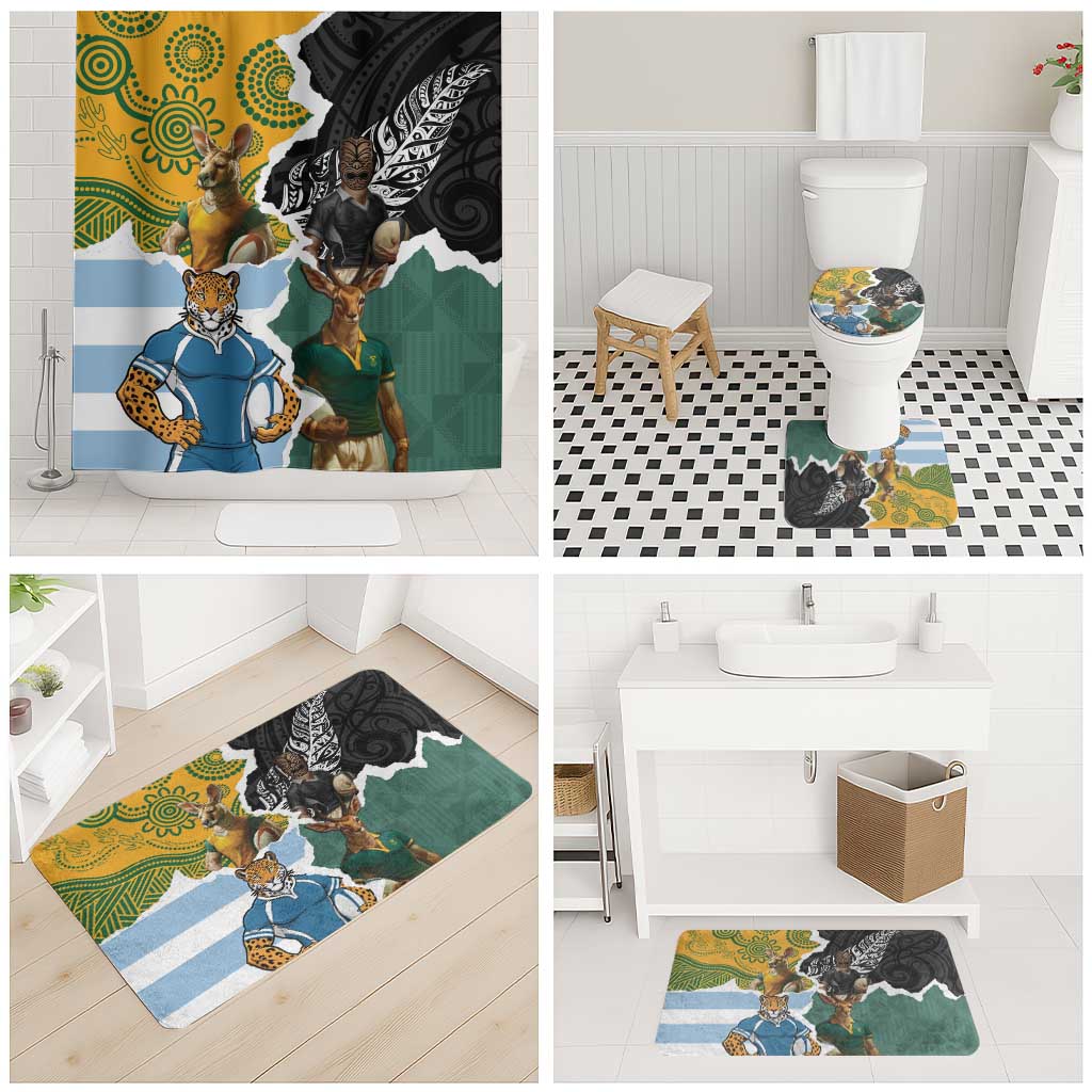 Rugby 2025 Championship Bathroom Set Southern Hemisphere Countries Mascots - Polynesian Pride