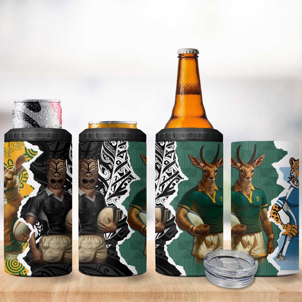 Rugby 2025 Championship 4 in 1 Can Cooler Tumbler Southern Hemisphere Countries Mascots LT14 - Polynesian Pride