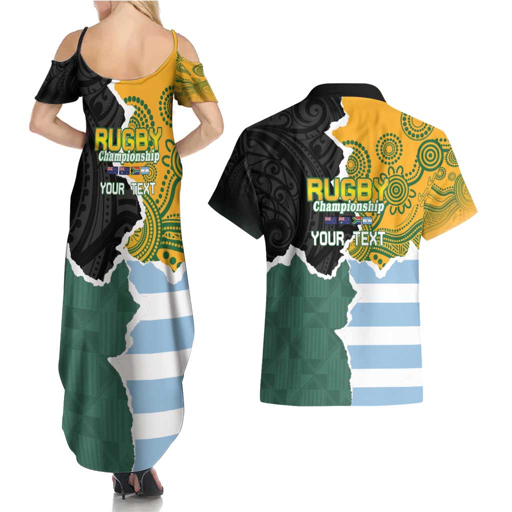 Personalised Rugby 2025 Championship Couples Matching Summer Maxi Dress and Hawaiian Shirt Southern Hemisphere Countries Mascots - Polynesian Pride