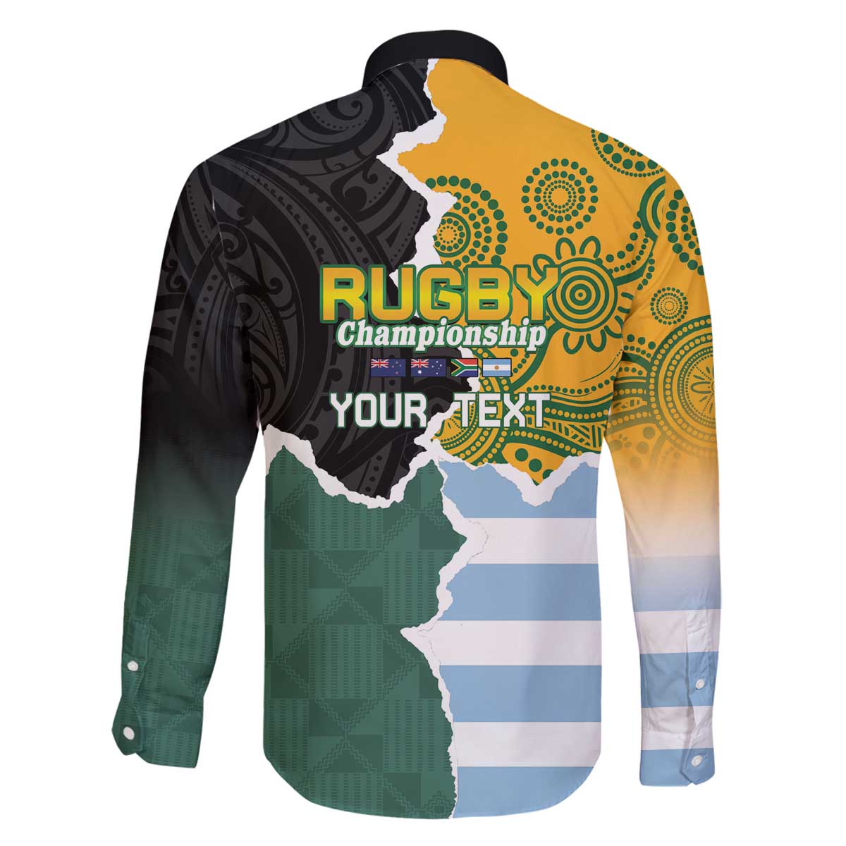 Personalised Rugby 2025 Championship Family Matching Off The Shoulder Long Sleeve Dress and Hawaiian Shirt Southern Hemisphere Countries Mascots - Polynesian Pride