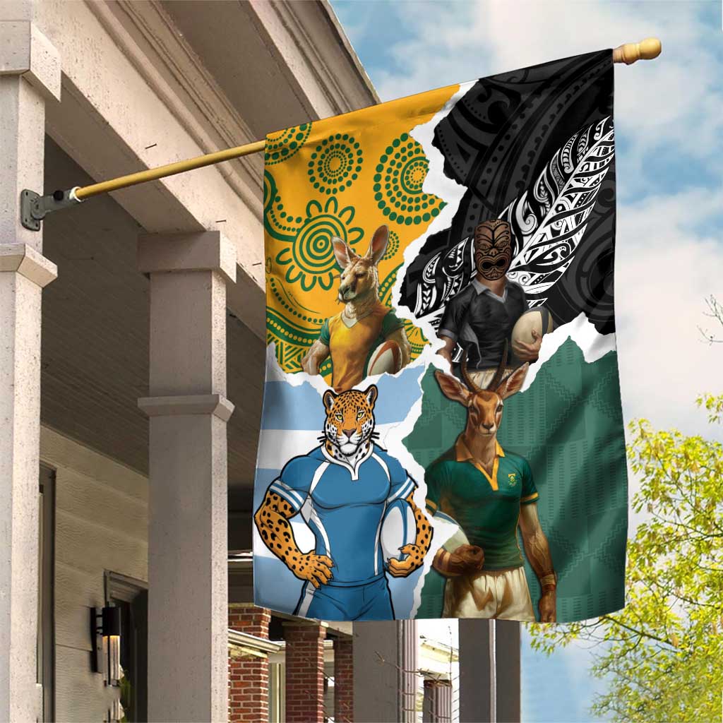 Rugby 2025 Championship Garden Flag Southern Hemisphere Countries Mascots - Polynesian Pride