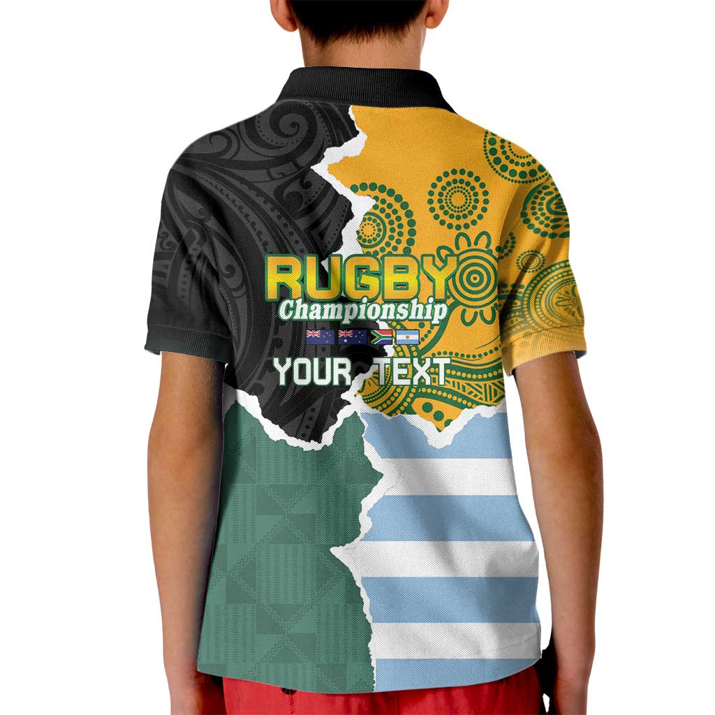 Personalised Rugby 2025 Championship Kid Polo Shirt Southern Hemisphere Countries Mascots - Polynesian Pride