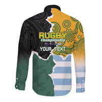Personalised Rugby 2025 Championship Long Sleeve Button Shirt Southern Hemisphere Countries Mascots LT14 - Polynesian Pride