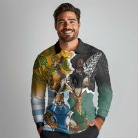 Personalised Rugby 2025 Championship Long Sleeve Polo Shirt Southern Hemisphere Countries Mascots LT14 - Polynesian Pride