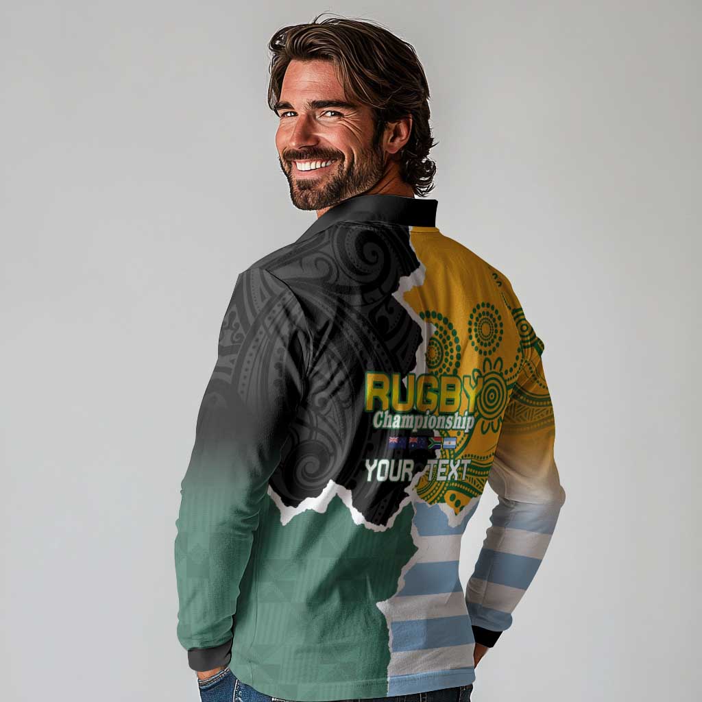 Personalised Rugby 2025 Championship Long Sleeve Polo Shirt Southern Hemisphere Countries Mascots LT14 - Polynesian Pride