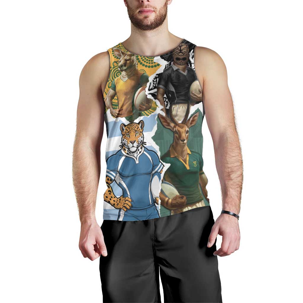 Personalised Rugby 2025 Championship Men Tank Top Southern Hemisphere Countries Mascots LT14 - Polynesian Pride