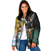 Personalised Rugby 2025 Championship Padded Jacket Southern Hemisphere Countries Mascots LT14 Women Black - Polynesian Pride