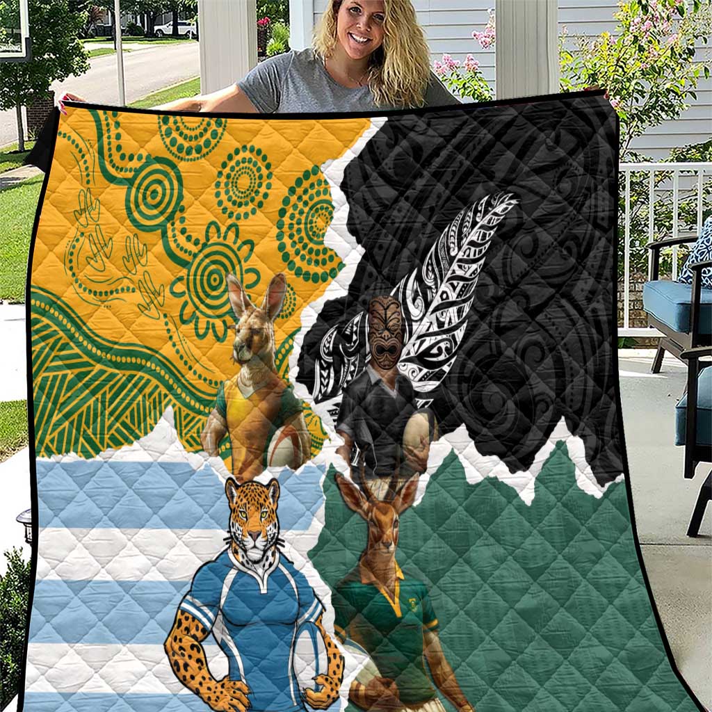 Rugby 2025 Championship Quilt Southern Hemisphere Countries Mascots - Polynesian Pride