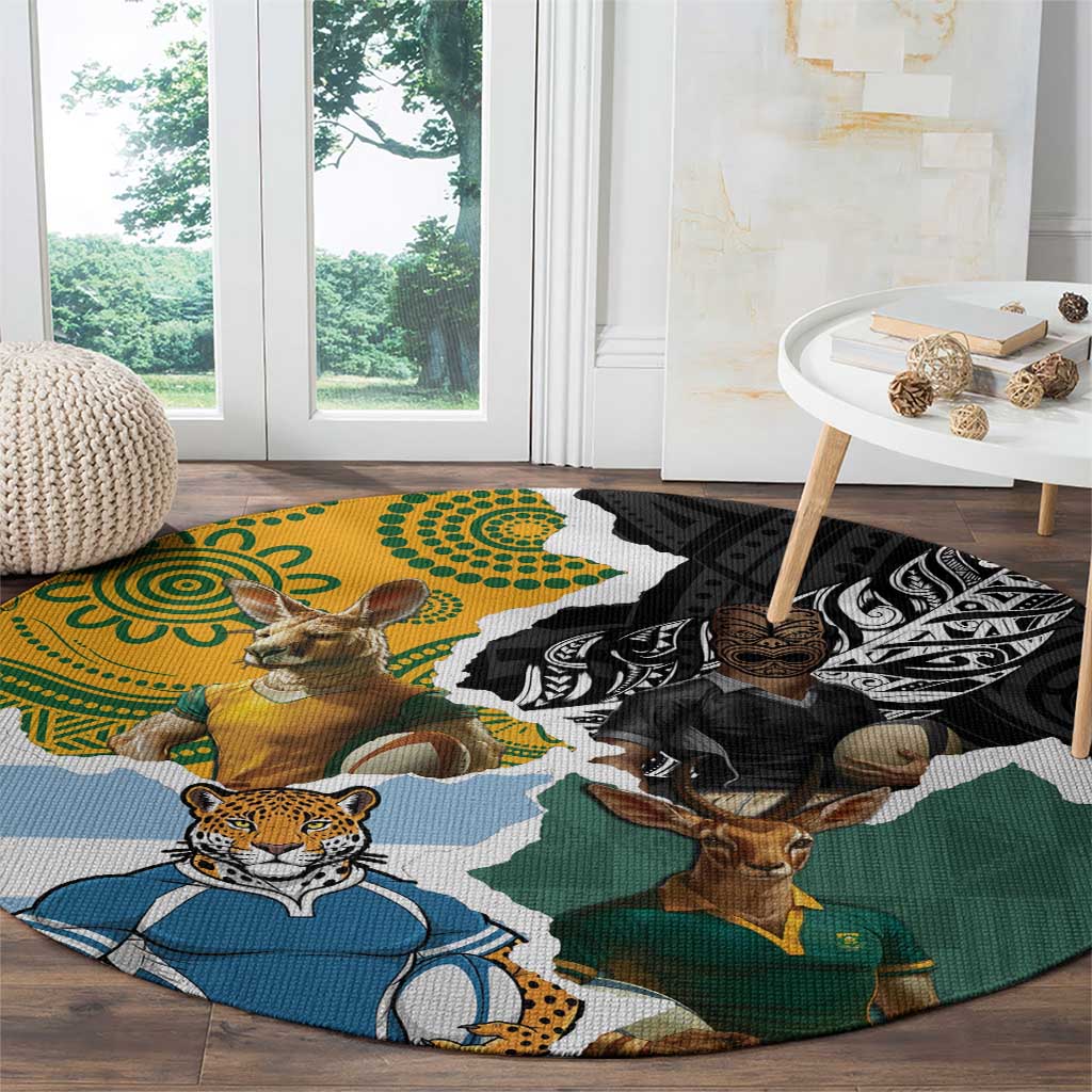 Rugby 2025 Championship Round Carpet Southern Hemisphere Countries Mascots - Polynesian Pride