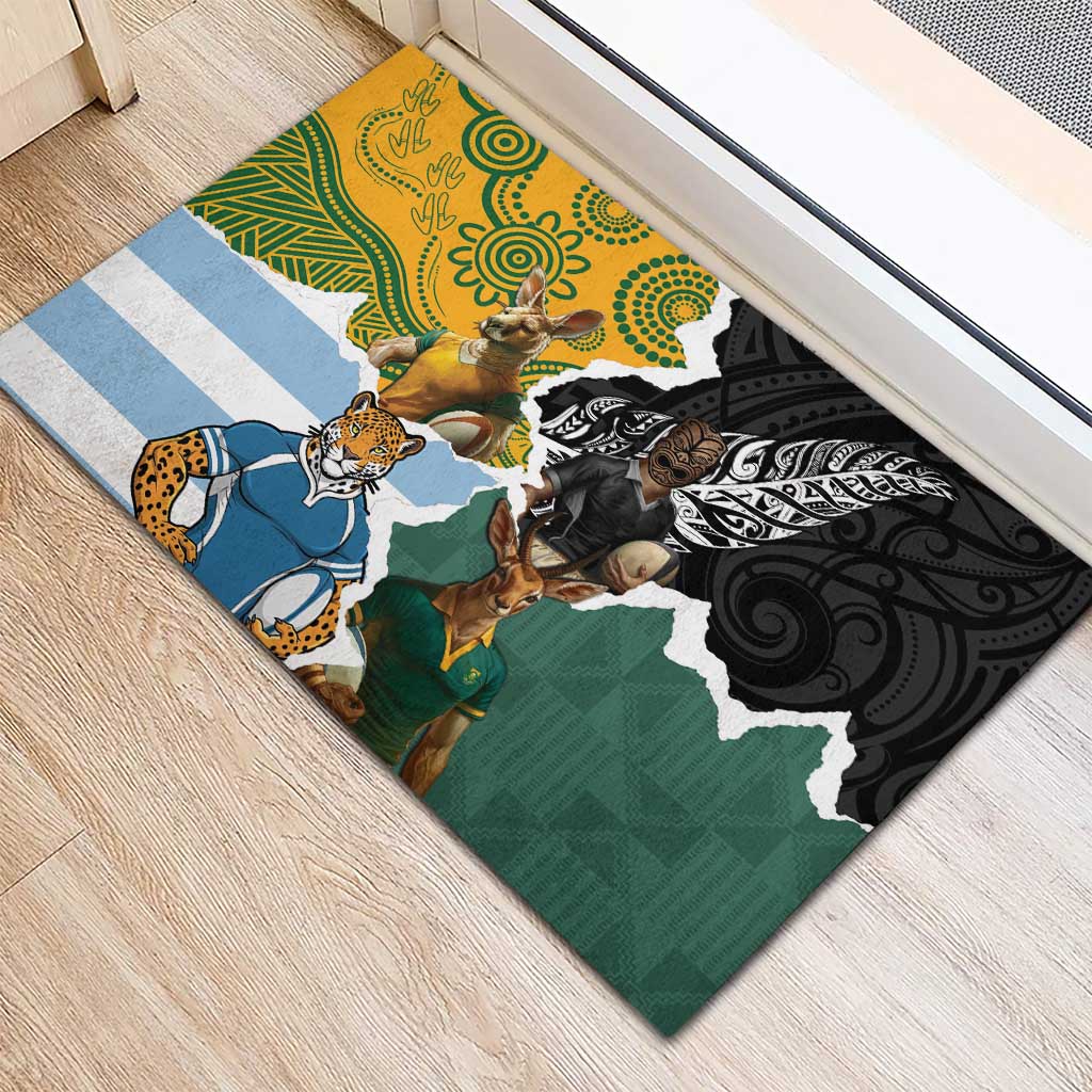 Rugby 2025 Championship Rubber Doormat Southern Hemisphere Countries Mascots LT14 - Polynesian Pride