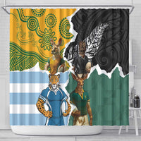 Rugby 2025 Championship Shower Curtain Southern Hemisphere Countries Mascots - Polynesian Pride