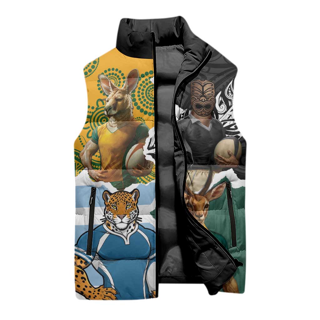 Personalised Rugby 2025 Championship Sleeveless Puffer Jacket Southern Hemisphere Countries Mascots LT14 - Polynesian Pride