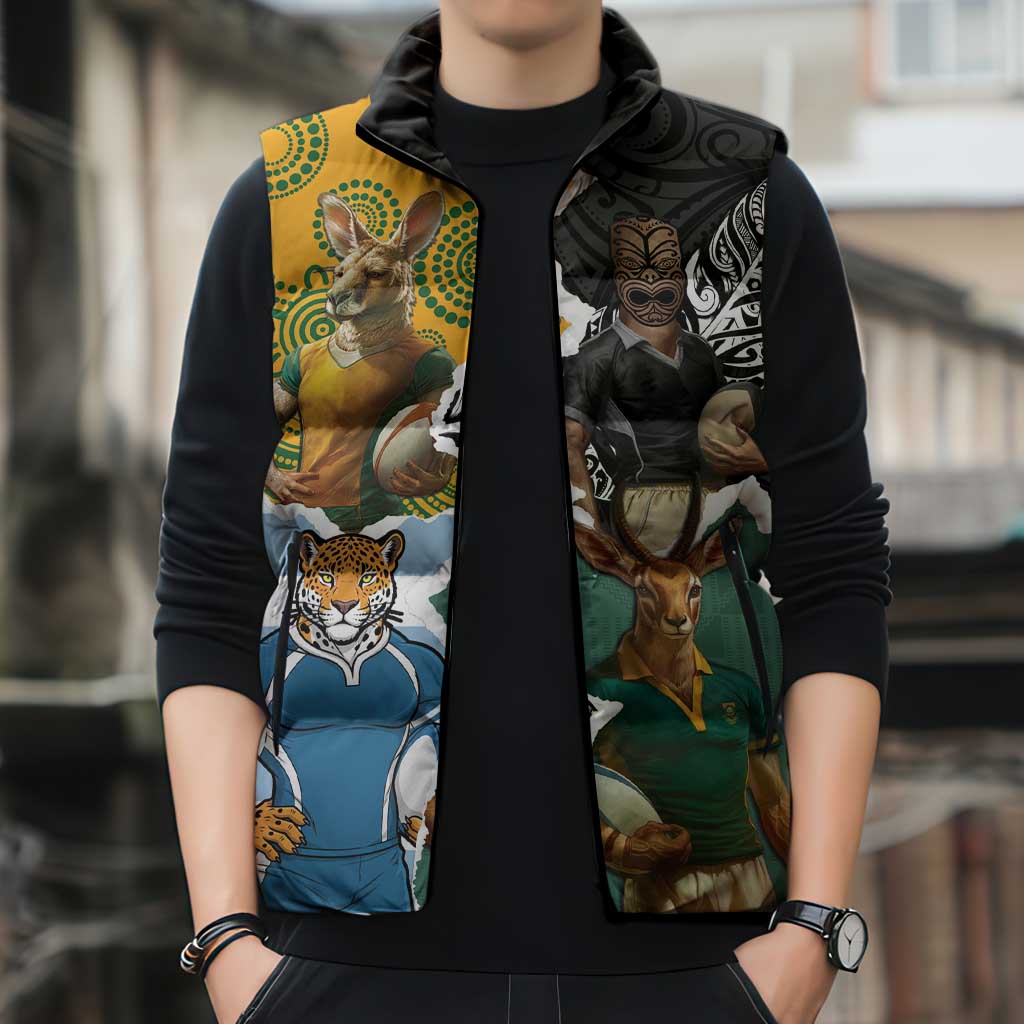 Personalised Rugby 2025 Championship Sleeveless Puffer Jacket Southern Hemisphere Countries Mascots LT14 - Polynesian Pride