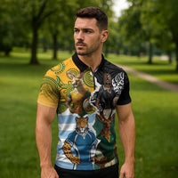 Personalised Rugby 2025 Championship Zipper Polo Shirt Southern Hemisphere Countries Mascots LT14 - Polynesian Pride