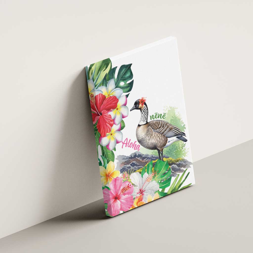 Aloha Hawaii Nene Goose Canvas Wall Art Tropical Flowers Watercolor Stylized LT14 - Polynesian Pride