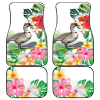 Aloha Hawaii Nene Goose Car Mats Tropical Flowers Watercolor Stylized - Polynesian Pride