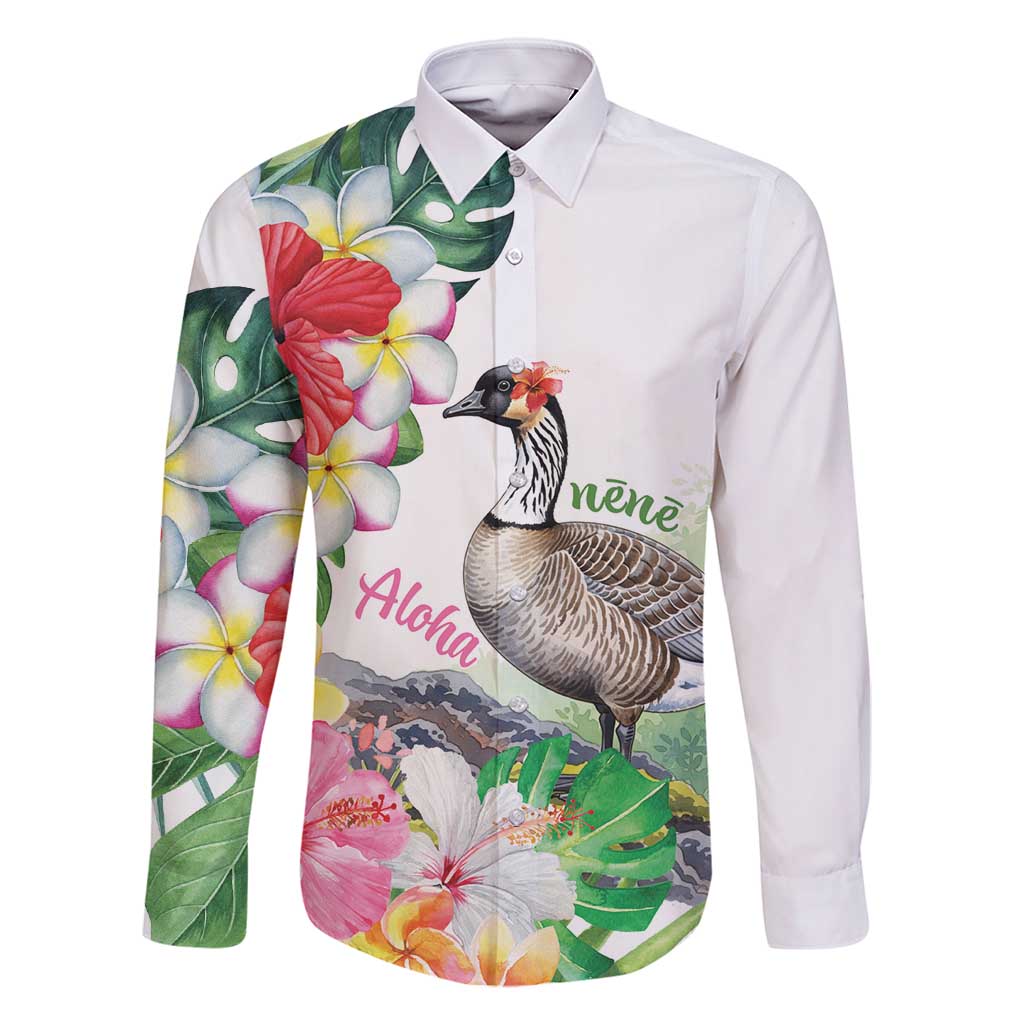 Aloha Hawaii Nene Goose Family Matching Off Shoulder Short Dress and Hawaiian Shirt Tropical Flowers Watercolor Stylized - Polynesian Pride