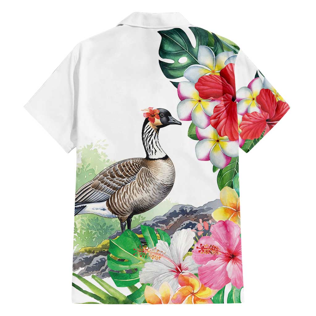 Aloha Hawaii Nene Goose Family Matching Puletasi and Hawaiian Shirt Tropical Flowers Watercolor Stylized - Polynesian Pride