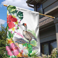 Aloha Hawaii Nene Goose Garden Flag Tropical Flowers Watercolor Stylized - Polynesian Pride